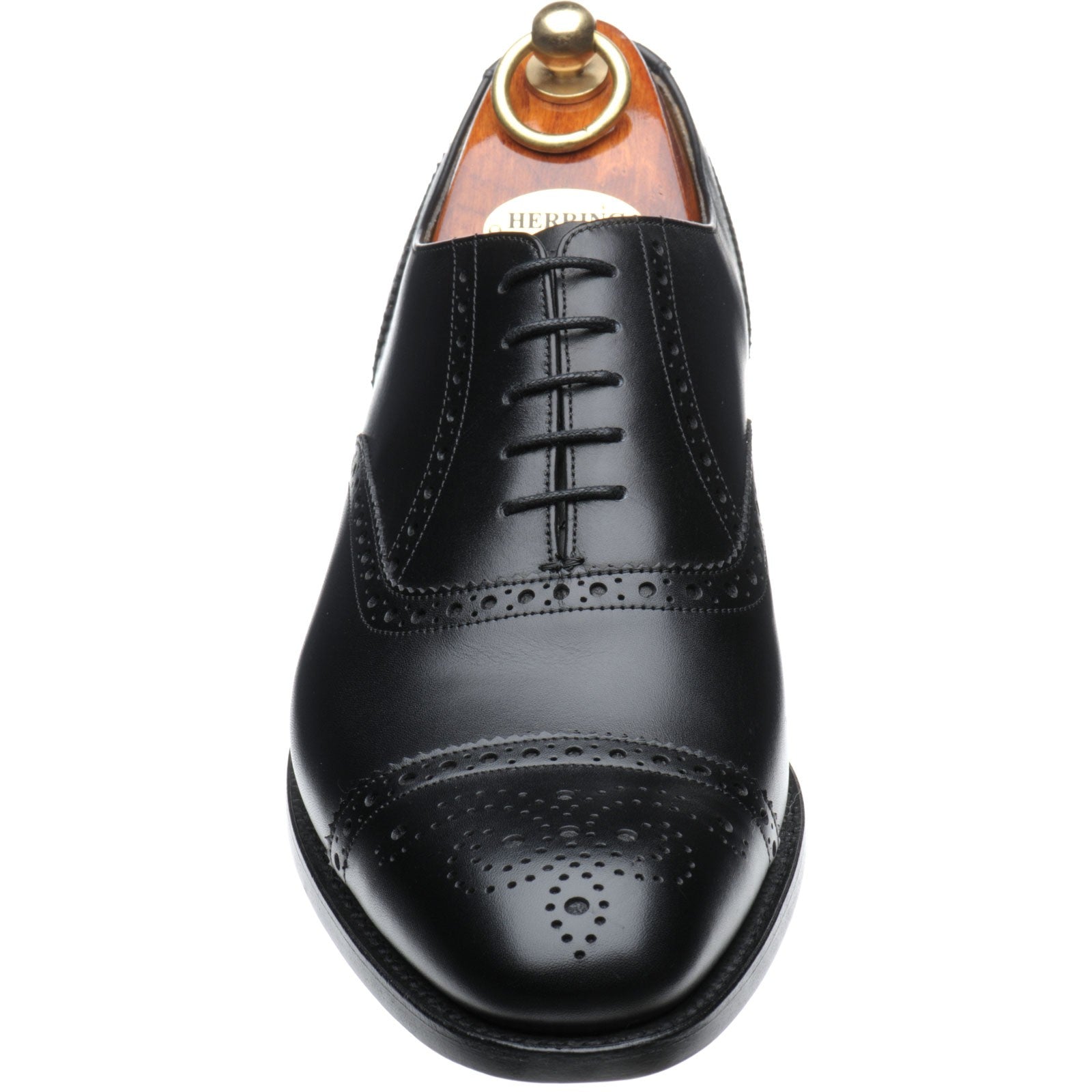 Product image for Herring Lambeth mens semi-brogues in black calf (second)