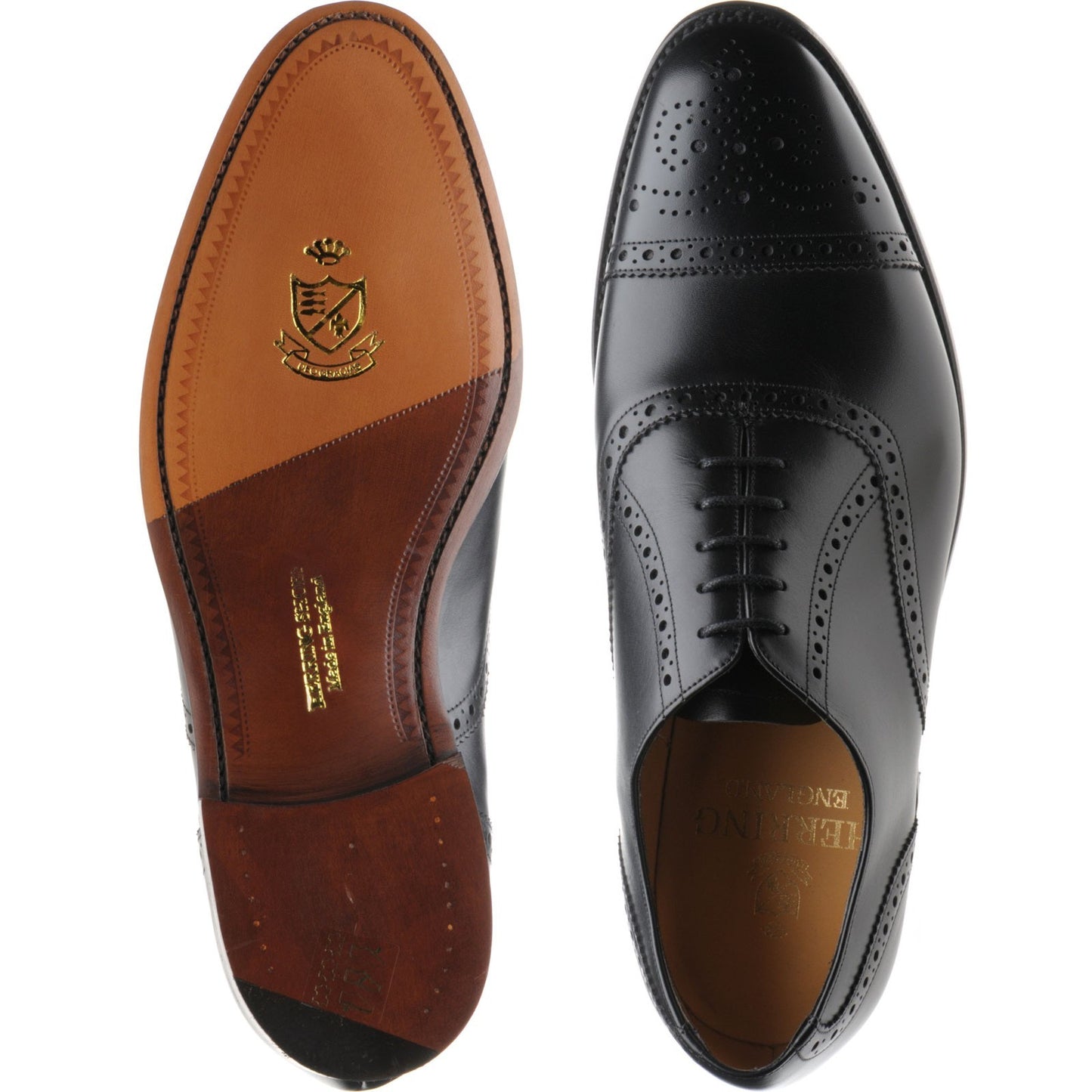 Product image for Herring Lambeth mens semi-brogues in black calf (second)