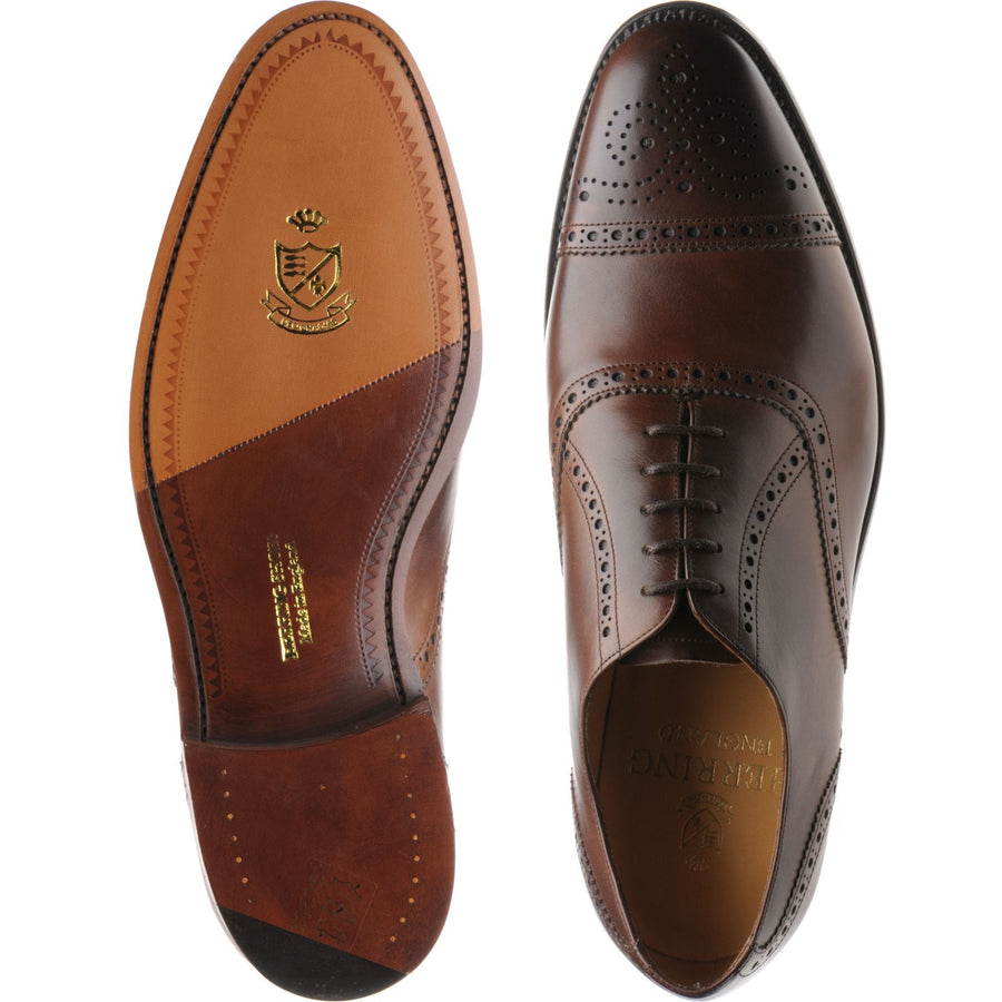 Product image for Herring Lambeth mens semi-brogues in mahogany calf