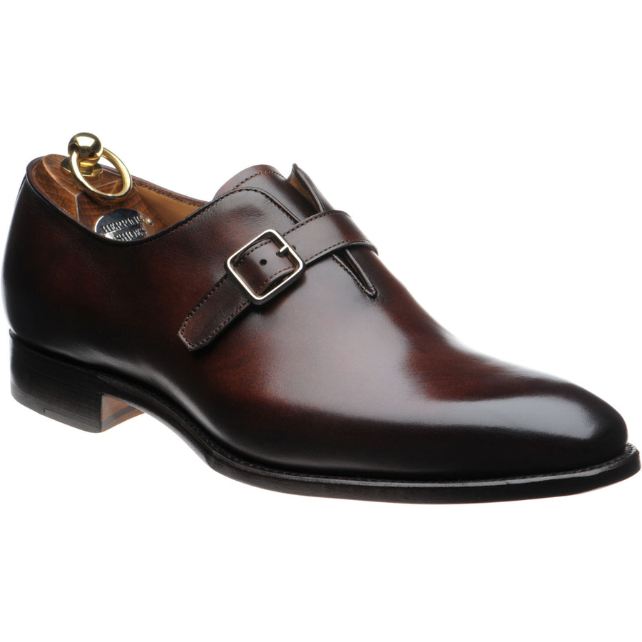 Product image for Herring Lawrence mens monk shoes in dark brown calf