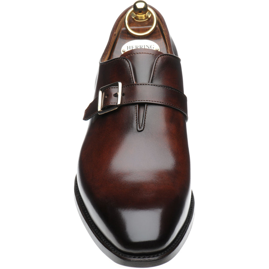 Product image for Herring Lawrence mens monk shoes in dark brown calf