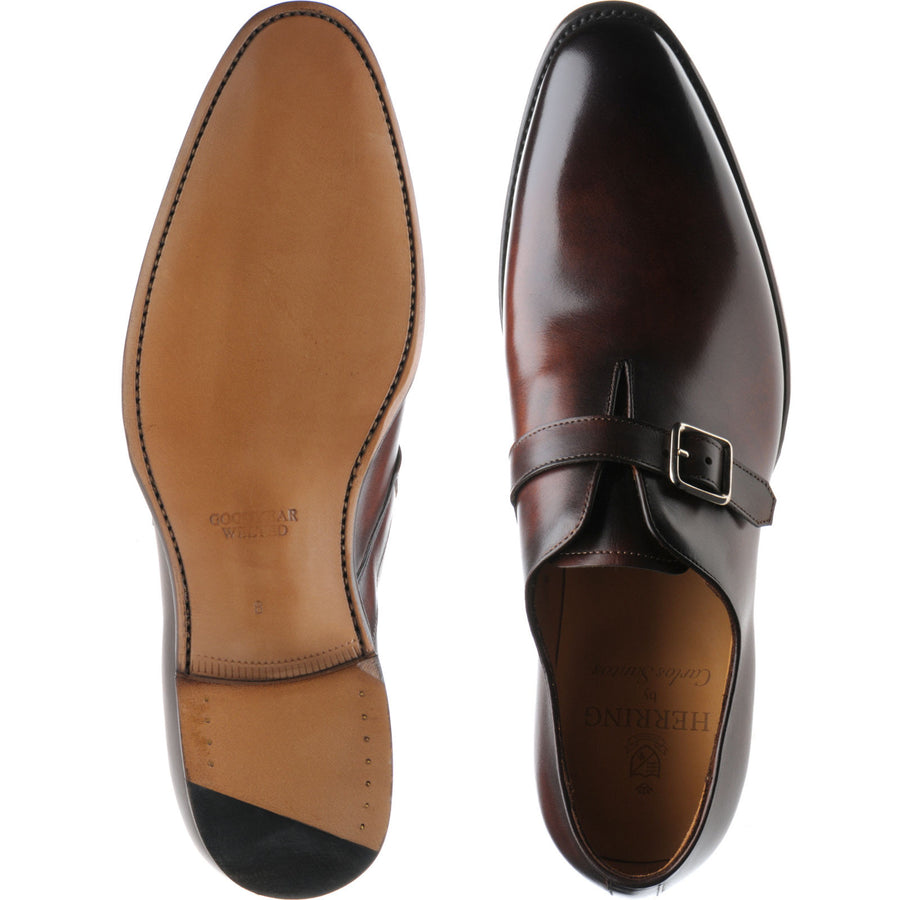 Product image for Herring Lawrence mens monk shoes in dark brown calf