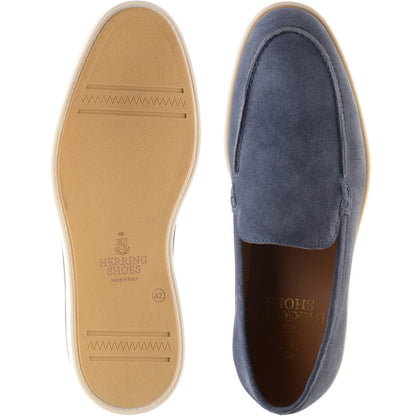 Product image for Herring Lido mens rubber-soled loafers in blue suede
