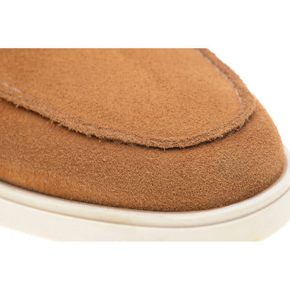 Product image for Herring Lido mens rubber-soled loafers in brown suede