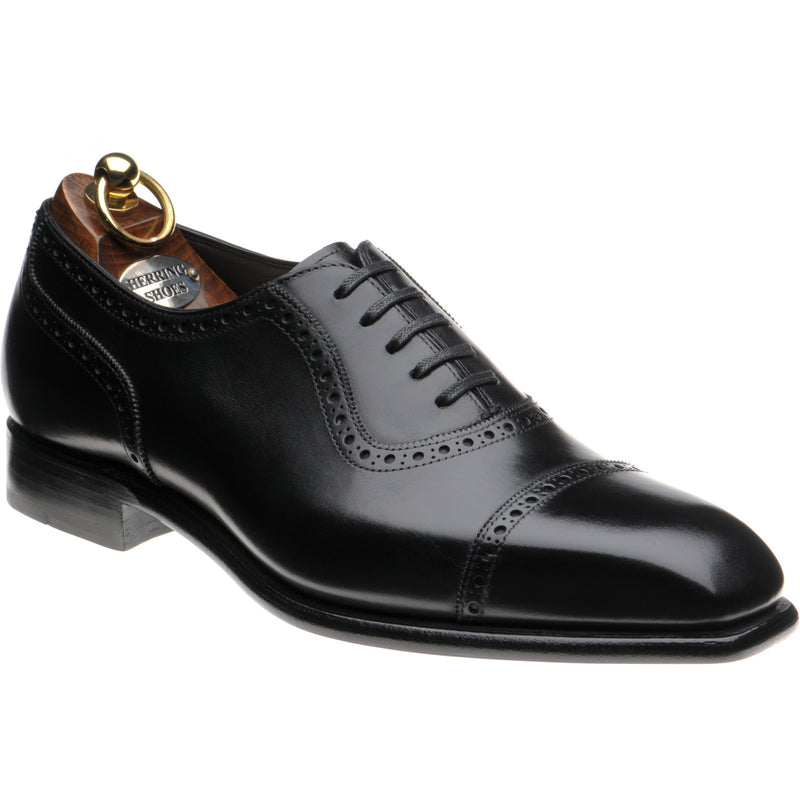 Product image for Herring Lincoln mens semi-brogues in black calf (second)