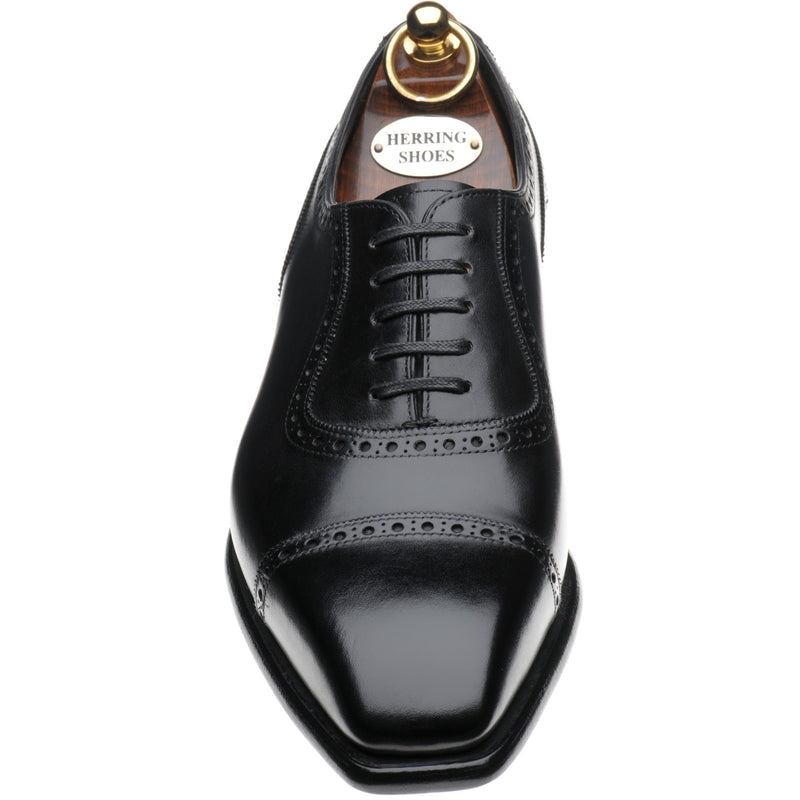 Product image for Herring Lincoln mens semi-brogues in black calf (second)