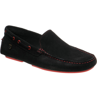 Product image for Herring Maranello II mens rubber-soled driving moccasins in black suede
