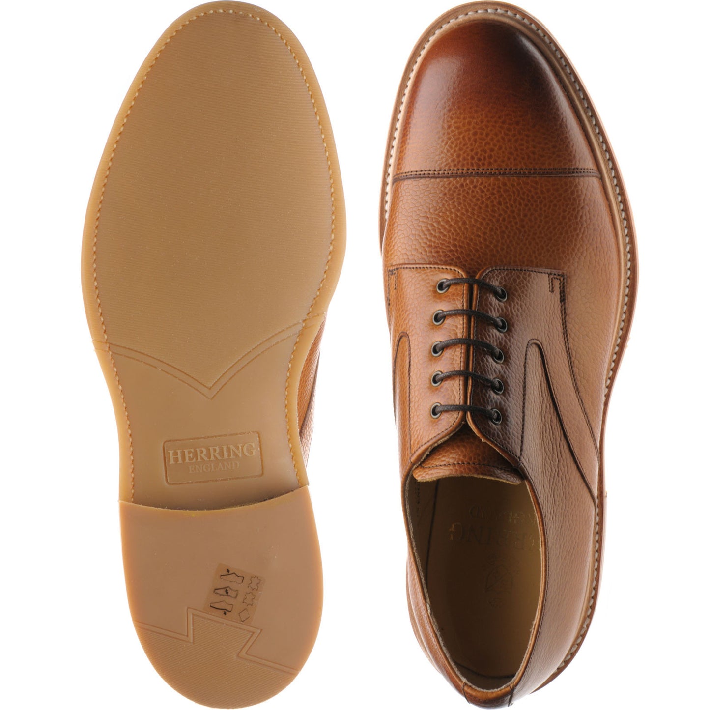Product image for Herring Marlborough mens rubber-soled Derby shoes in cedar grain