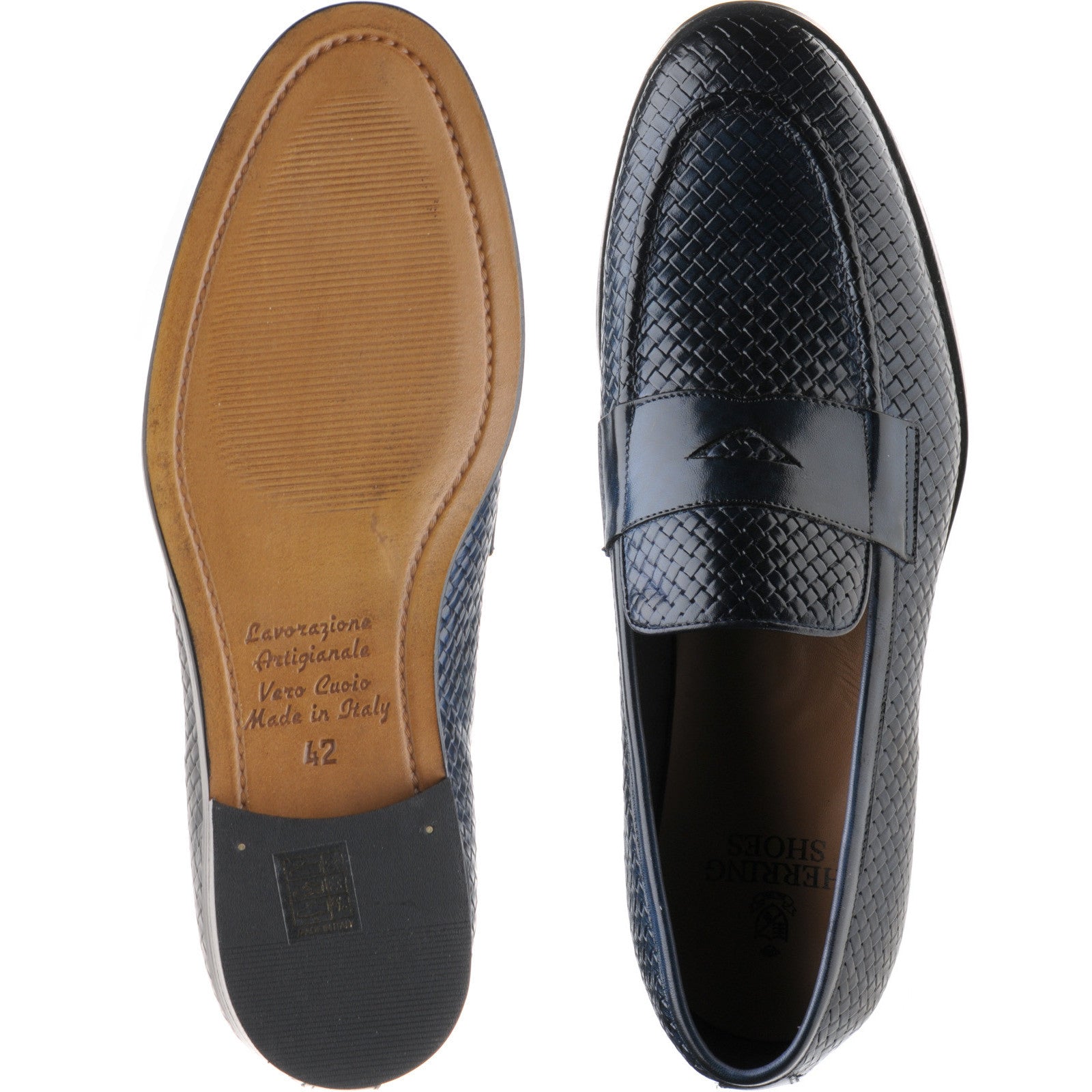Product image for Herring Marmi mens loafers in navy calf (second)