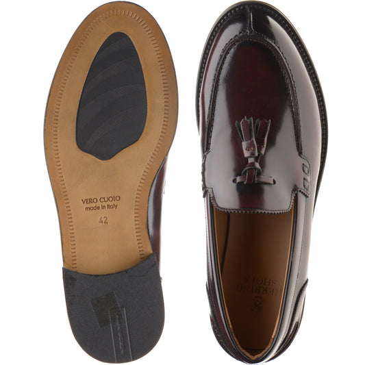 Product image for Herring Milano mens hybrid-soled tasselled loafers in burgundy polished