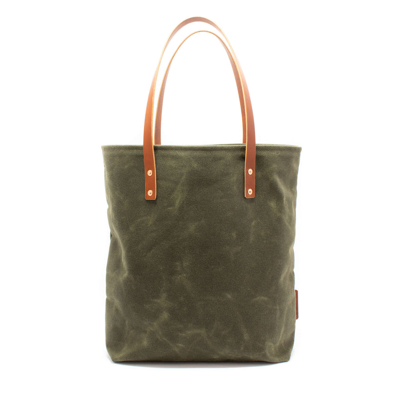 Product image for Herring Mill Bay Tote Bag in olive waxed canvas