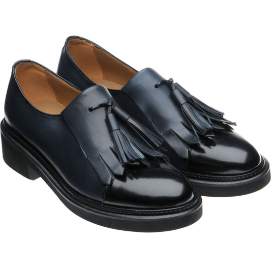 Product image for Herring Miranda ladies rubber-soled tasselled loafers in blue calf and black calf