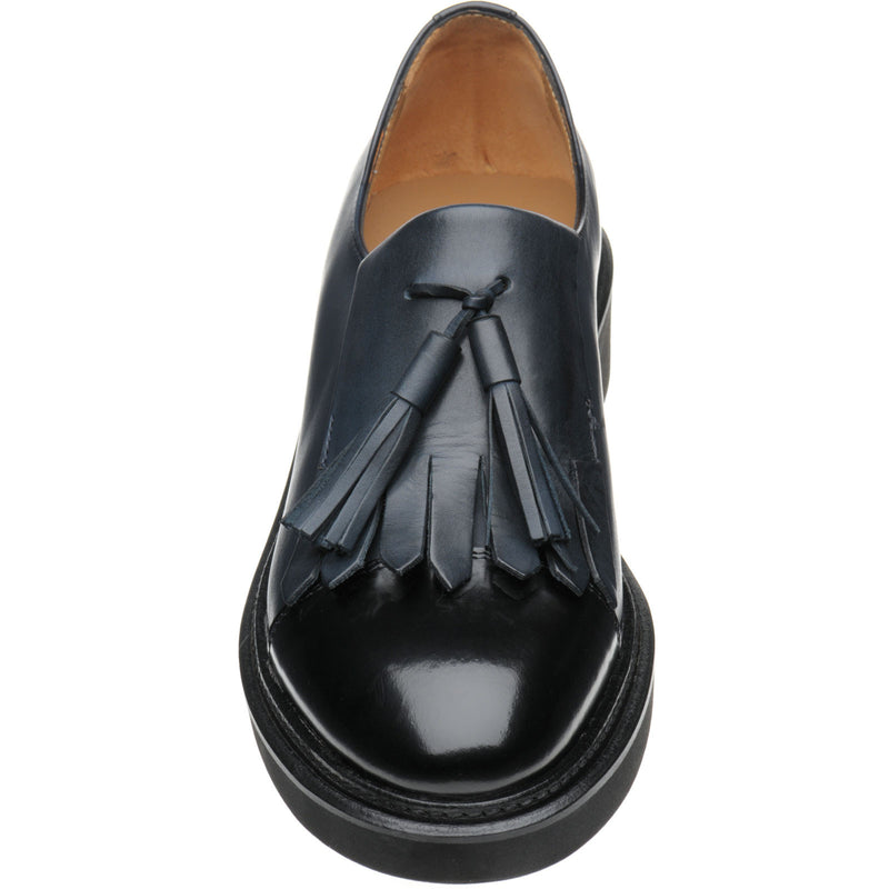 Product image for Herring Miranda ladies rubber-soled tasselled loafers in blue calf and black calf