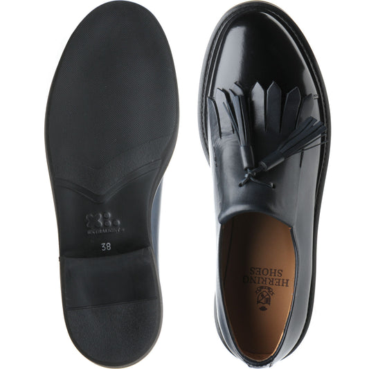 Product image for Herring Miranda ladies rubber-soled tasselled loafers in blue calf and black calf