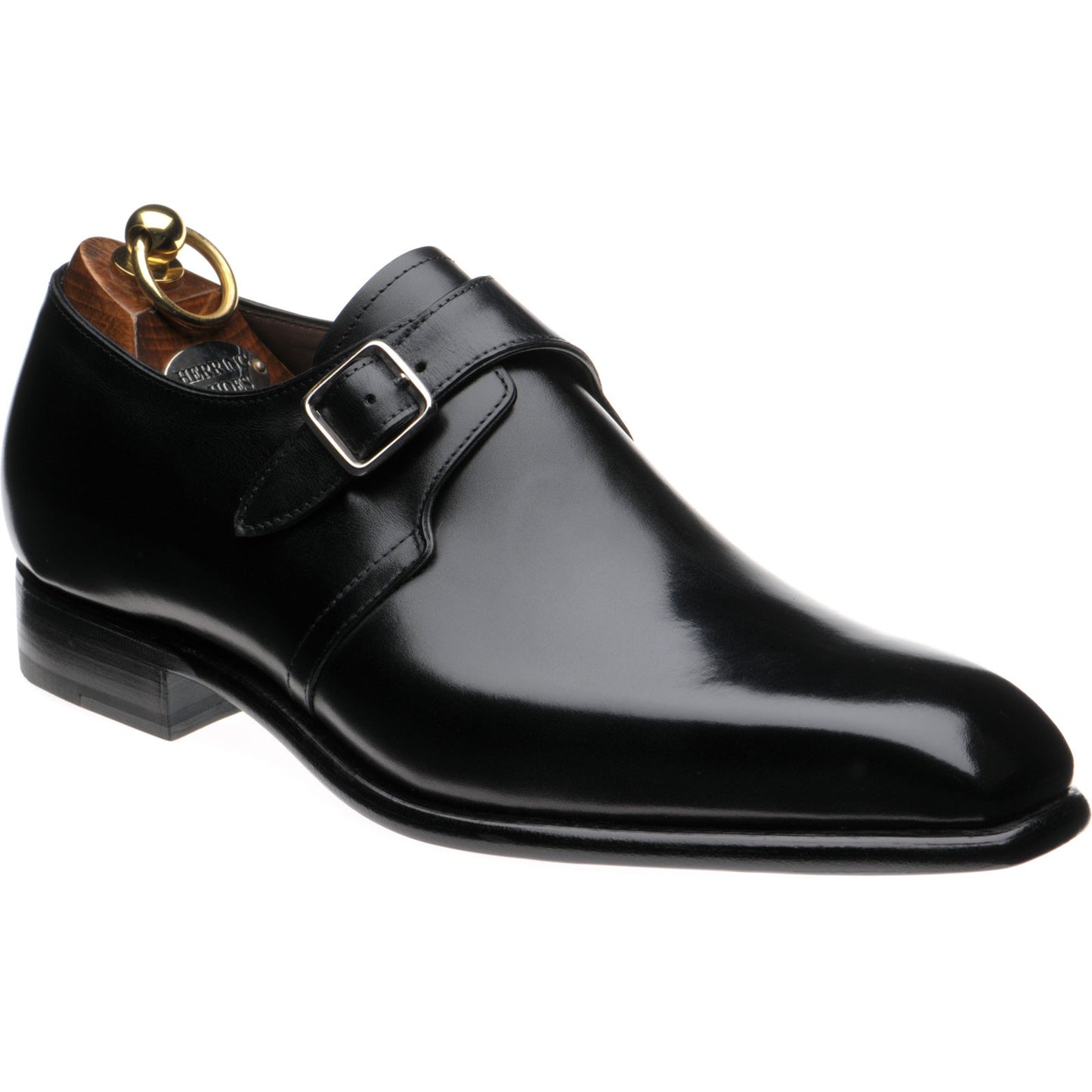 Product image for Herring Monkwell mens monk shoes in black calf (second)
