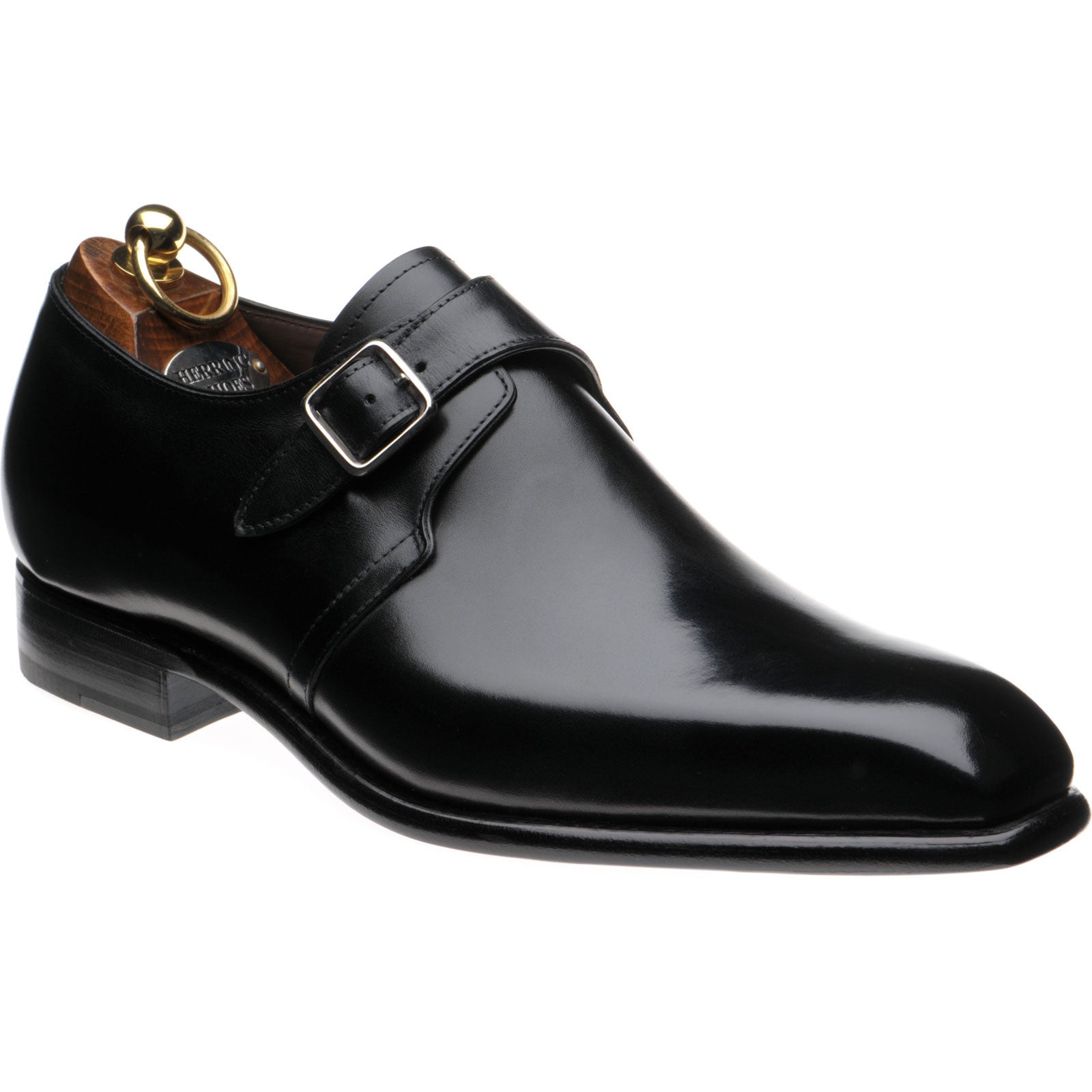 Product image for Herring Monkwell mens monk shoes in black calf (second)