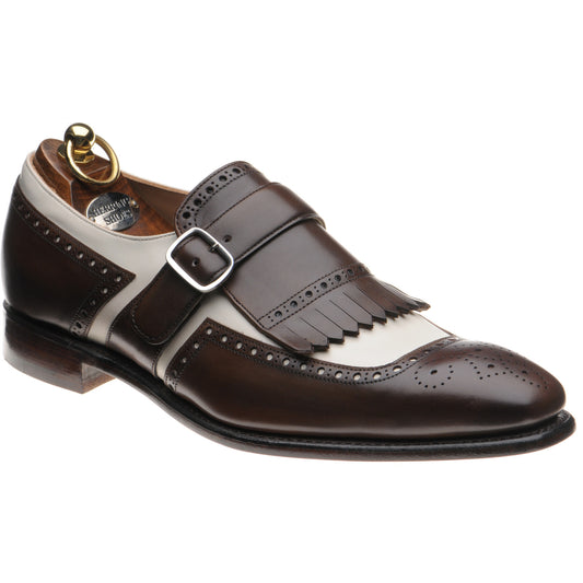 Product image for Herring Montpellier mens monk shoes in brown and cream calf