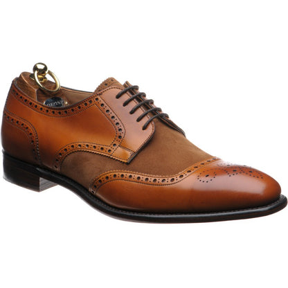 Product image for Herring Montreal mens two-tone brogues in chestnut calf and fox suede
