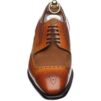 Product image for Herring Montreal mens two-tone brogues in chestnut calf and fox suede