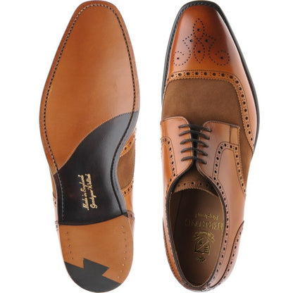 Product image for Herring Montreal mens two-tone brogues in chestnut calf and fox suede