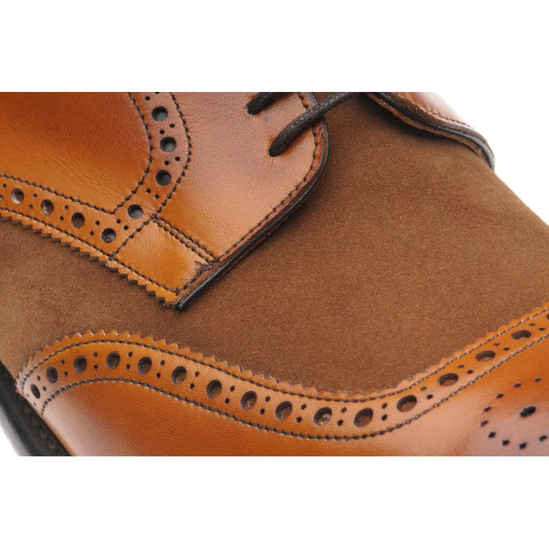 Product image for Herring Montreal mens two-tone brogues in chestnut calf and fox suede