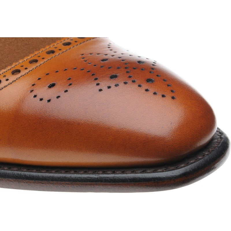 Product image for Herring Montreal mens two-tone brogues in chestnut calf and fox suede