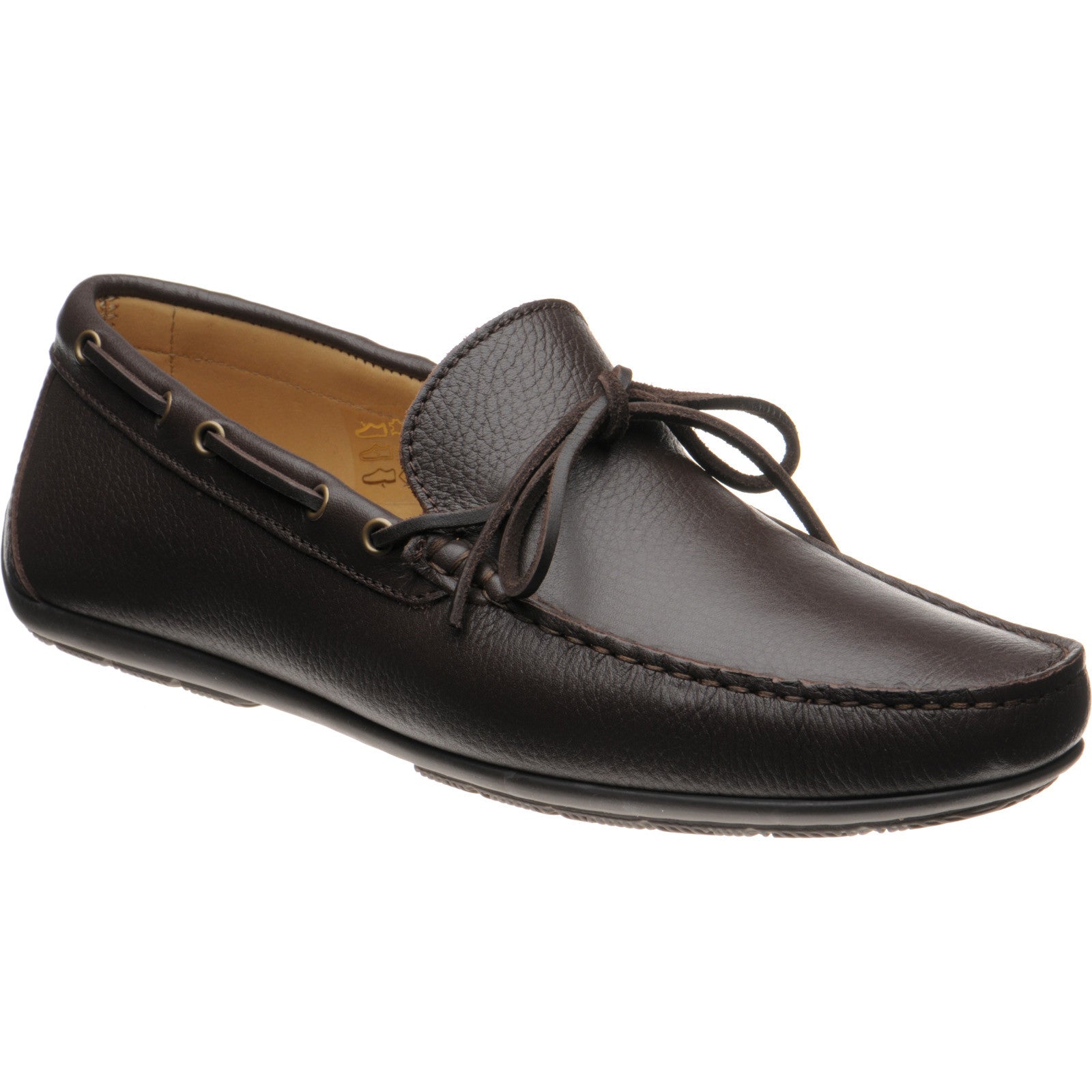 Product image for Herring Monza mens rubber-soled driving moccasins in brown grain