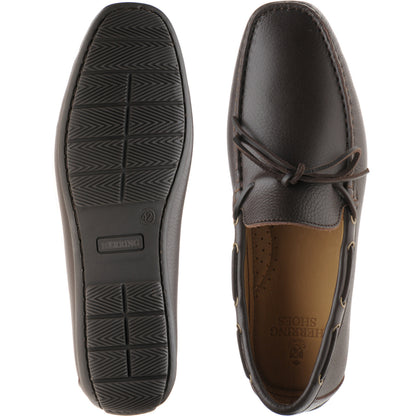 Product image for Herring Monza mens rubber-soled driving moccasins in brown grain