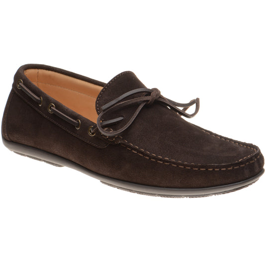 Product image for Herring Monza mens rubber-soled driving moccasins in brown suede