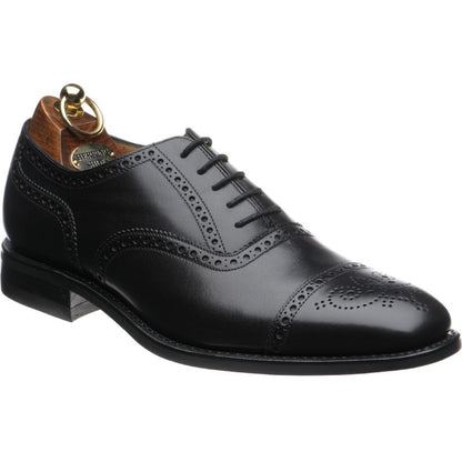 Product image for Herring Moorgate mens rubber-soled semi-brogues in black calf (second)