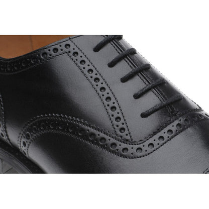 Product image for Herring Moorgate mens rubber-soled semi-brogues in black calf (second)