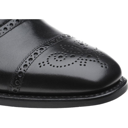 Product image for Herring Moorgate mens rubber-soled semi-brogues in black calf (second)