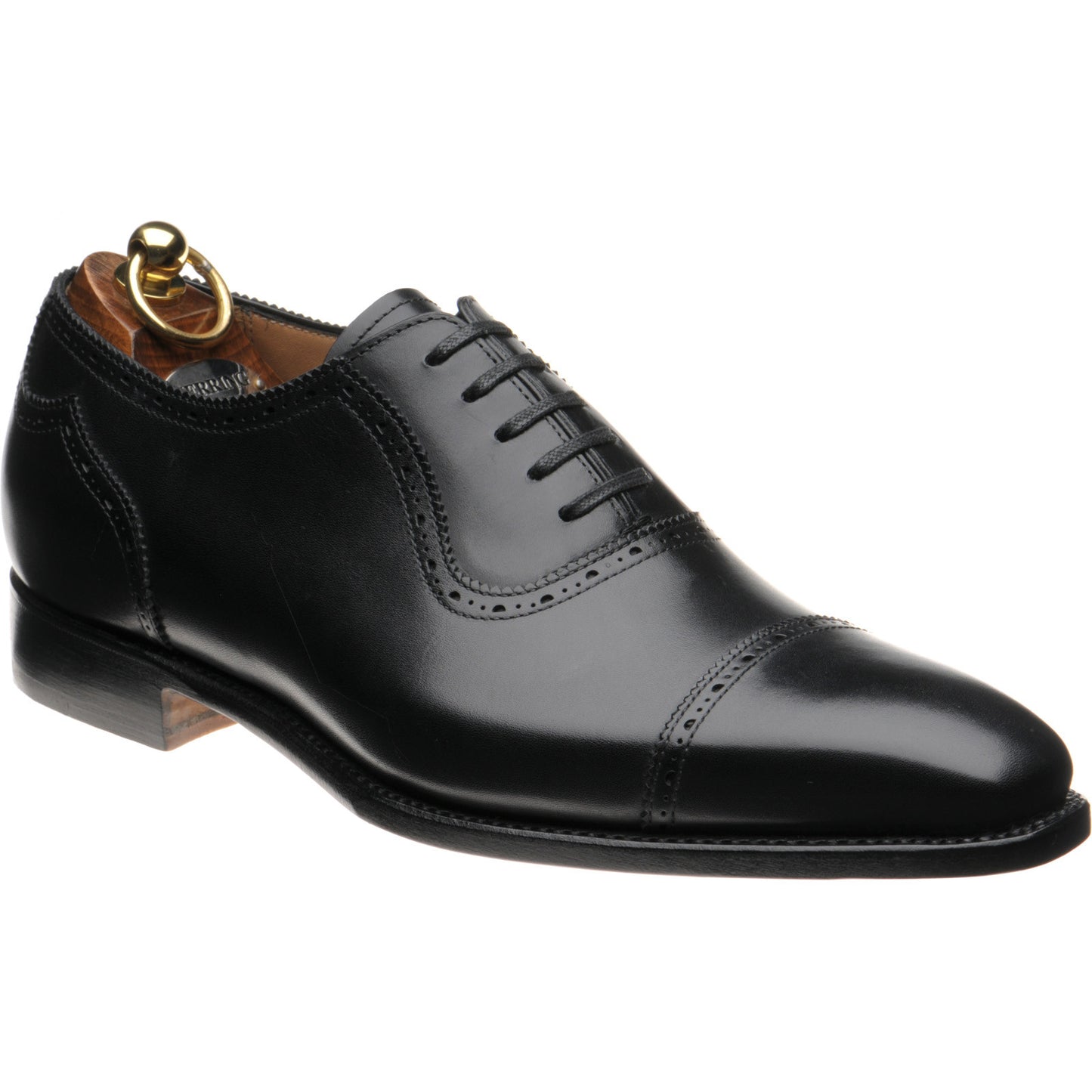 Product image for Herring Morecombe mens semi-brogues in black calf