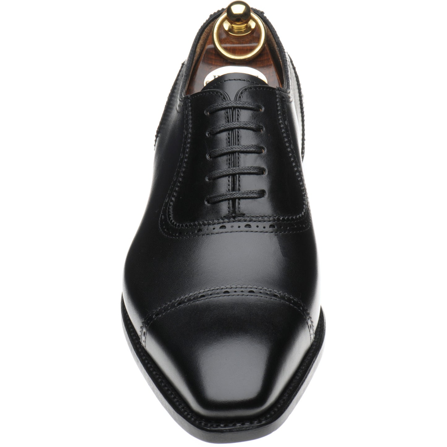 Product image for Herring Morecombe mens semi-brogues in black calf