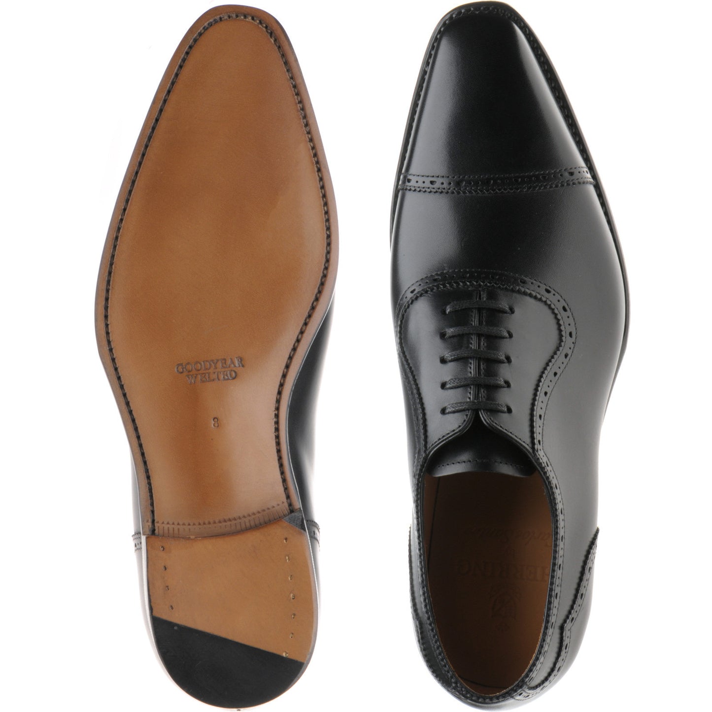 Product image for Herring Morecombe mens semi-brogues in black calf