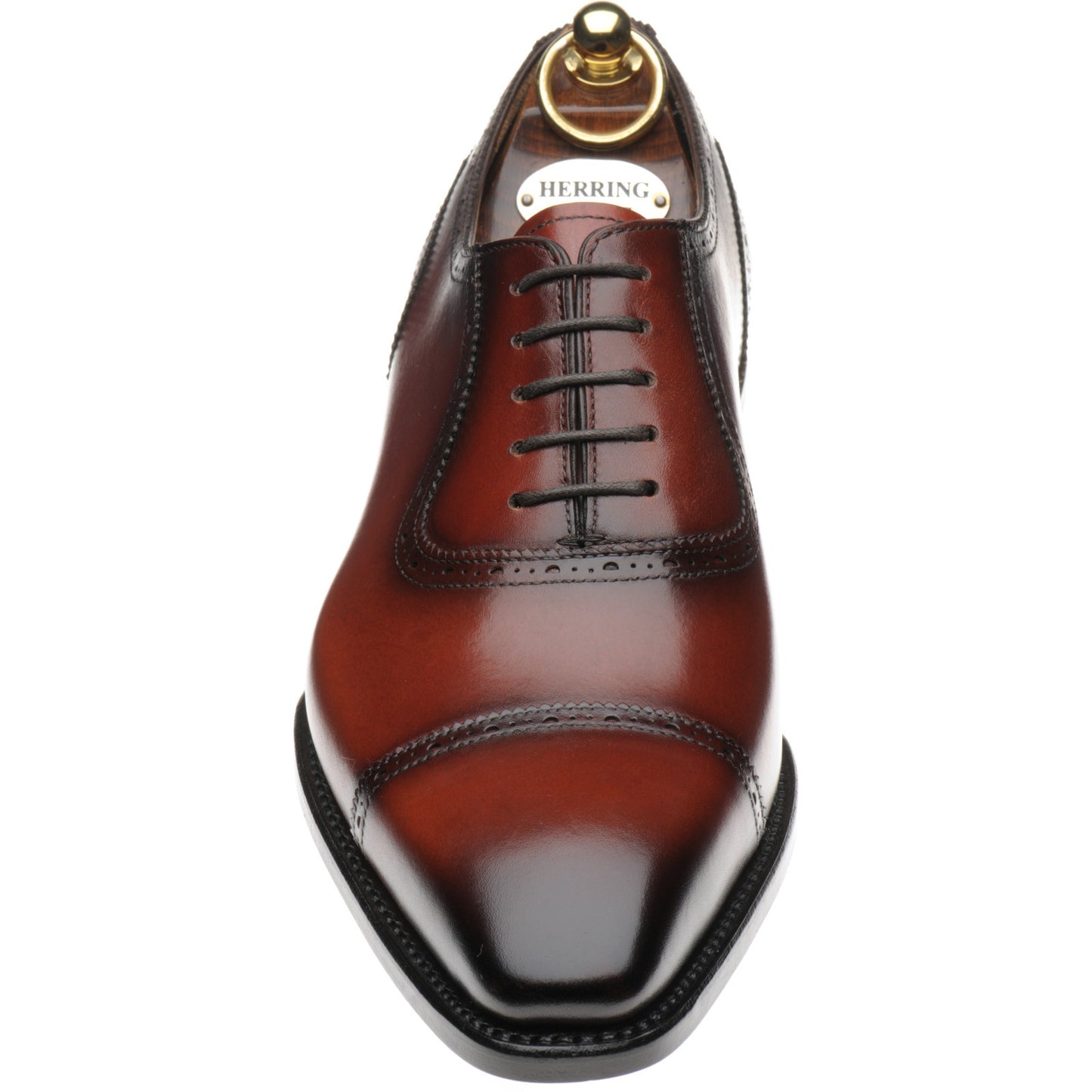 Product image for Herring Morecombe mens semi-brogues in conker calf