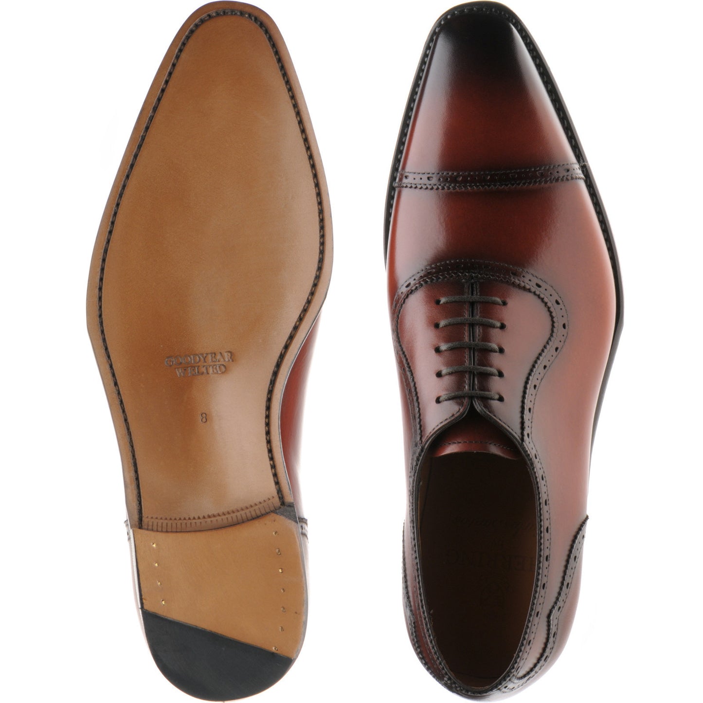 Product image for Herring Morecombe mens semi-brogues in conker calf