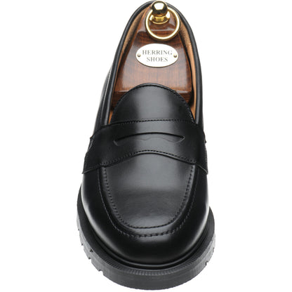 Product image for Herring Moulton mens rubber-soled loafers in black calf