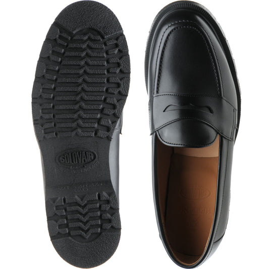 Product image for Herring Moulton mens rubber-soled loafers in black calf