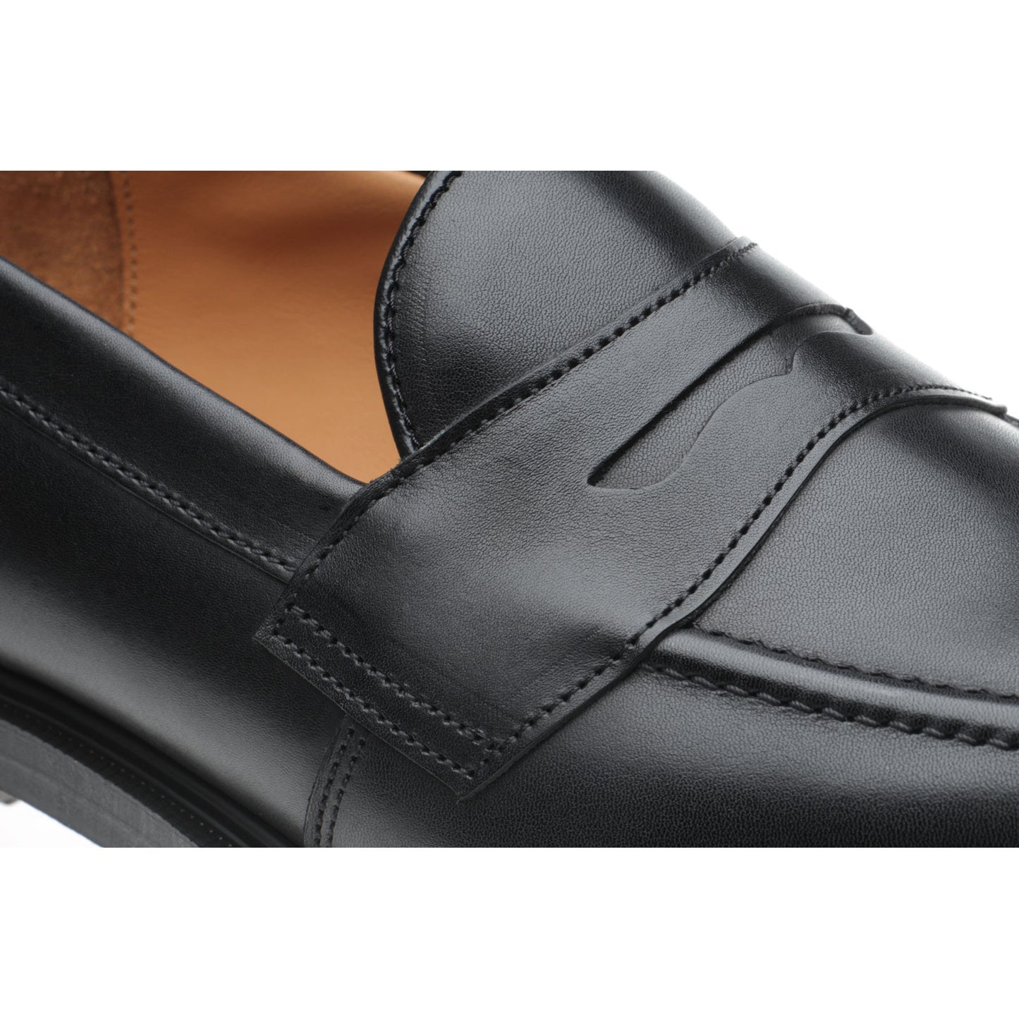Product image for Herring Moulton mens rubber-soled loafers in black calf
