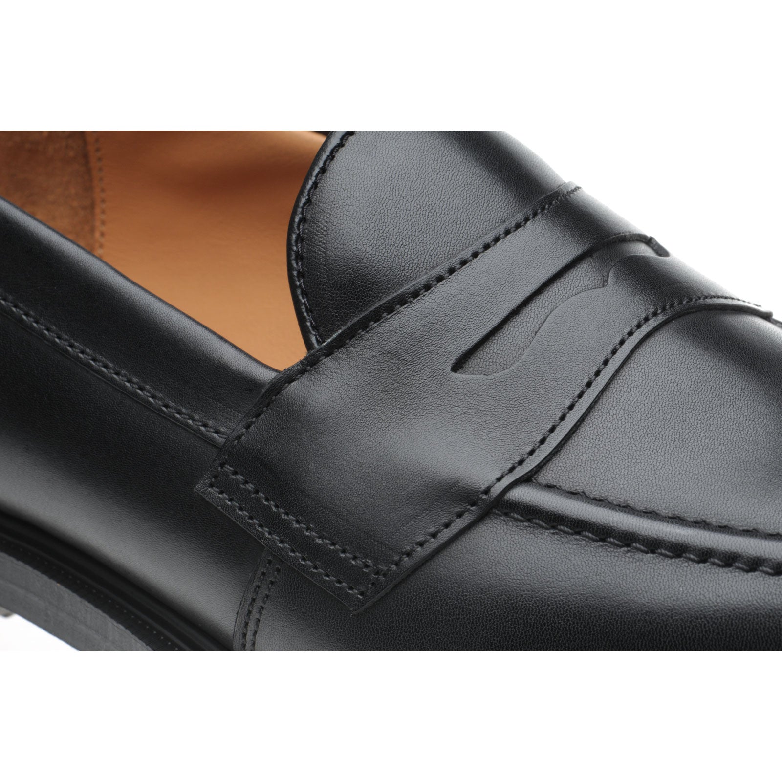 Product image for Herring Moulton mens rubber-soled loafers in black calf