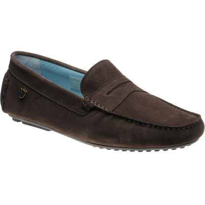 Product image for Herring Murlo II mens rubber-soled driving moccasins in chocolate suede