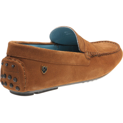 Product image for Herring Murlo II mens rubber-soled driving moccasins in cognac suede