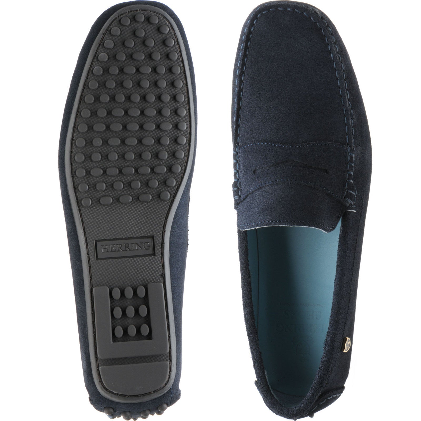 Product image for Herring Murlo II mens rubber-soled driving moccasins in navy suede