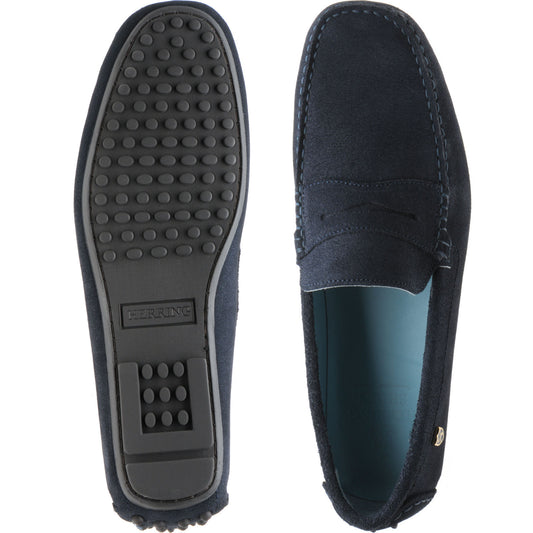 Product image for Herring Murlo II mens rubber-soled driving moccasins in navy suede