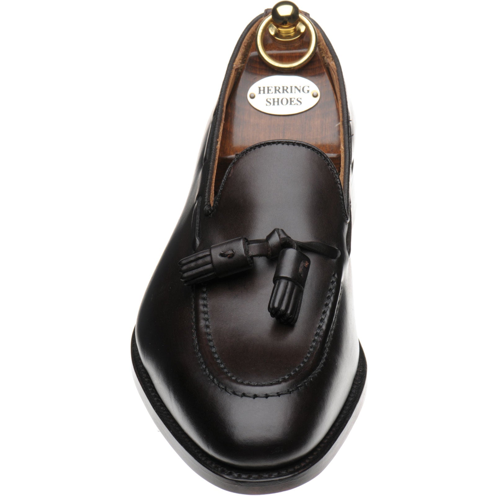 Product image for Herring Nene mens tasselled loafers in dark brown calf