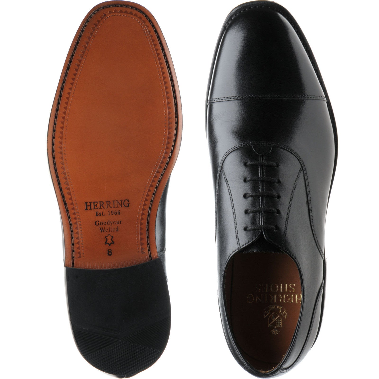 Product image for Herring Newcastle mens Oxfords in black calf (second)