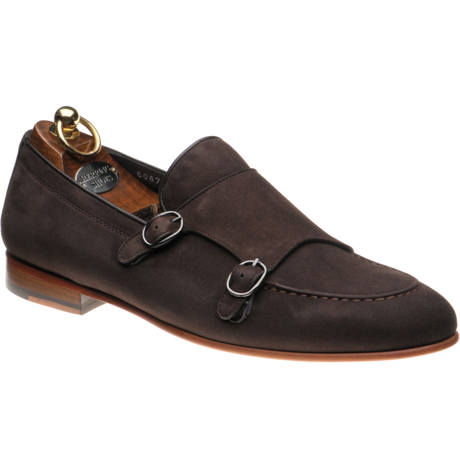 Product image for Herring Otello mens monk shoes in brown suede