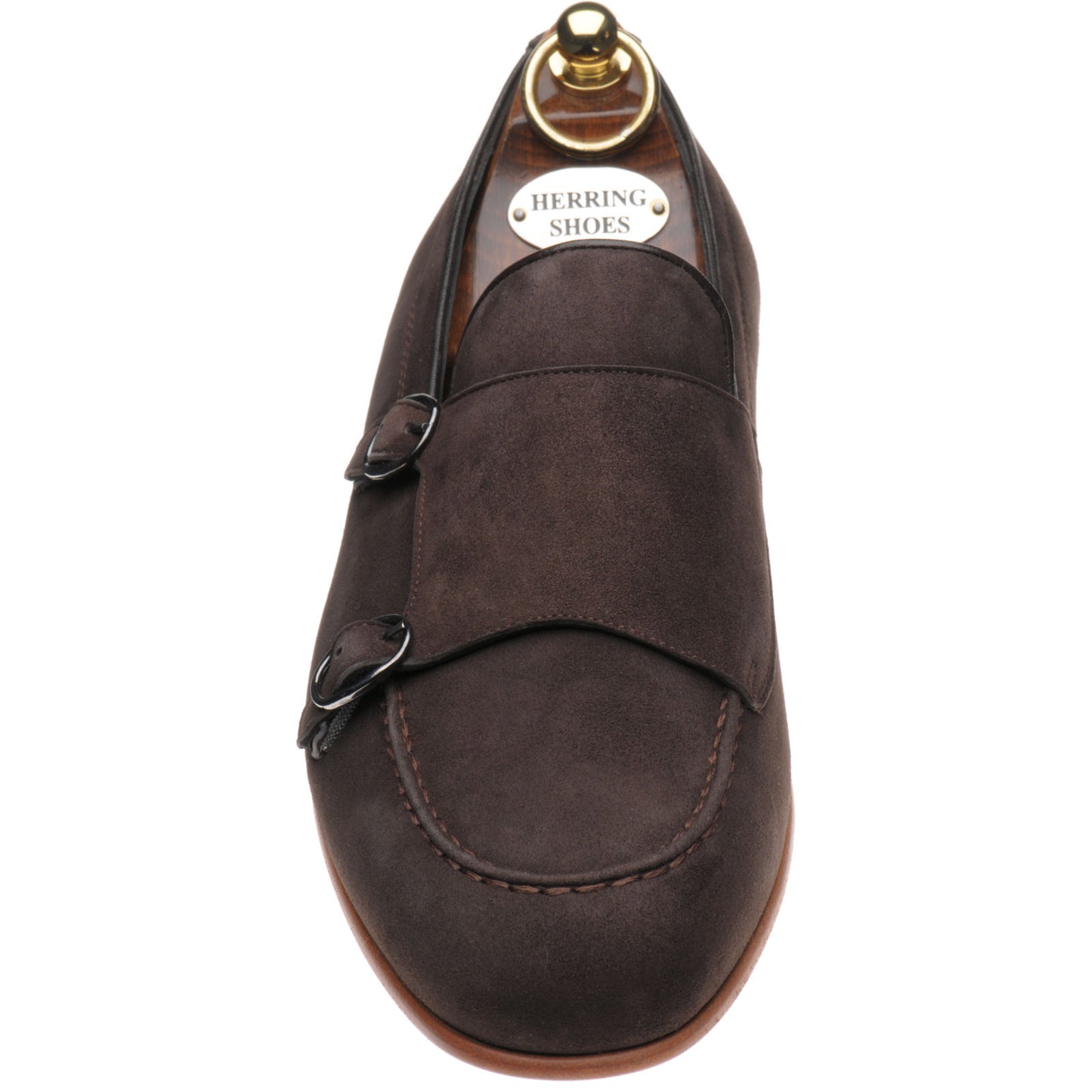 Product image for Herring Otello mens monk shoes in brown suede