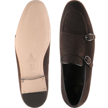Product image for Herring Otello mens monk shoes in brown suede